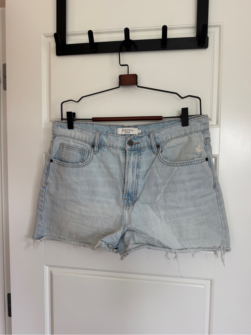 Hidden Light Wash Denim Cutoff Shorts - Light Blue
